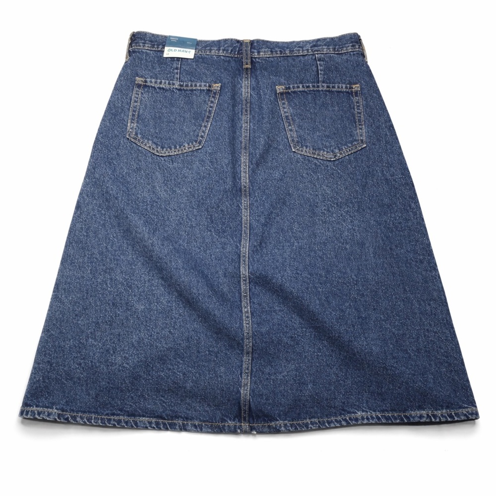 Old Navy Dark Blue Button-Front A-Line Denim Skirt - Picture 2 of 7